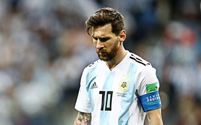 Lionel Messi, 4k, portrait, Argentina national football team, football, Leo Messi, 10 number, Argentina, Argentinian football star