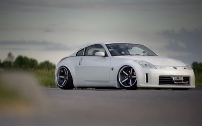 Nissan 350Z Nismo, il portamento, auto sportive, tuning, bianco 350Z, auto giapponesi, Nissan