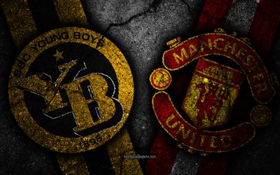 Young Boys vs Manchester United, 4k, Champions League, Group Stage, Round 1, creative, Young Boys FC, Manchester United FC, black stone, Man United