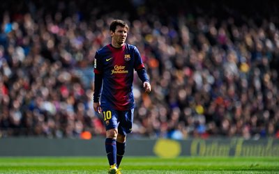 Lionel Messi, Barcelona FC, superstar, Argentinian football player, Spanish football championship, La Liga, Spain, football, match, stadium