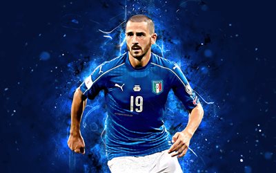 Leonardo Bonucci, 4k, abstract art, Italy National Team, football, fan art, Bonucci, soccer, neon lights, Italian football team