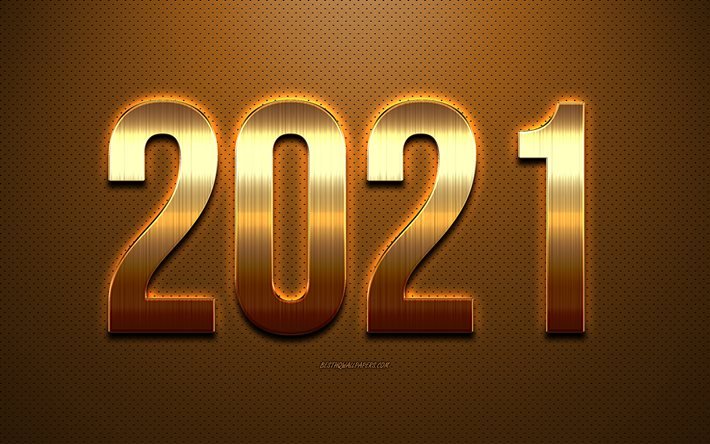 2021 Capodanno, lettere d&#39;oro, Felice Anno Nuovo 2021, sfondo d&#39;oro 2021, arte creativa, 2021 concetti