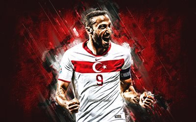 Cenk Tosun, Turkey national football team, portrait, red stone background, football, Turkey