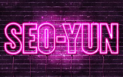 Seo-yun, 4k, wallpapers with names, female names, Seo-yun name, purple neon lights, Happy Birthday Seo-yun, popular south korean female names, picture with Seo-yun name