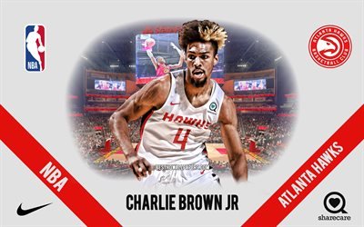 Charlie Brown Jr, Atlanta Hawks, amerikkalainen koripallopelaaja, NBA, muotokuva, USA, koripallo, State Farm Arena, Atlanta Hawks -logo