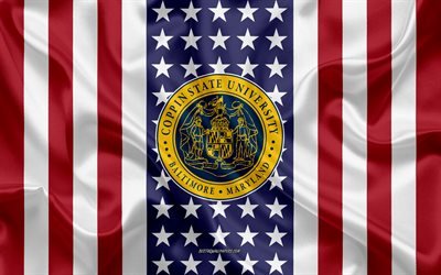 Emblema della Coppin State University, bandiera americana, logo della Coppin State University, Baltimora, Maryland, USA, Coppin State University