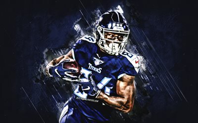 Corey Davis, Tennessee Titans, NFL, american football, portrait, blue stone background, National Football League