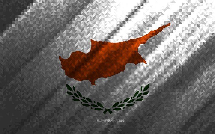 Drapeau de Chypre, abstraction multicolore, drapeau mosa&#239;que de Chypre, Europe, Bulgarie, art de la mosa&#239;que, drapeau de Chypre