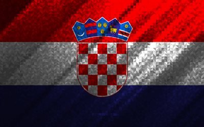 Flag of Croatia, multicolored abstraction, Croatia mosaic flag, Europe, Bulgaria, mosaic art, Croatia flag