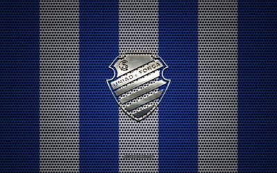Centro Sportivo Alagoano logo, Brazilian football club, CSA logo, metal emblem, blue and white metal mesh background, Centro Sportivo Alagoano, Serie B, Alagoas, Brazil, football