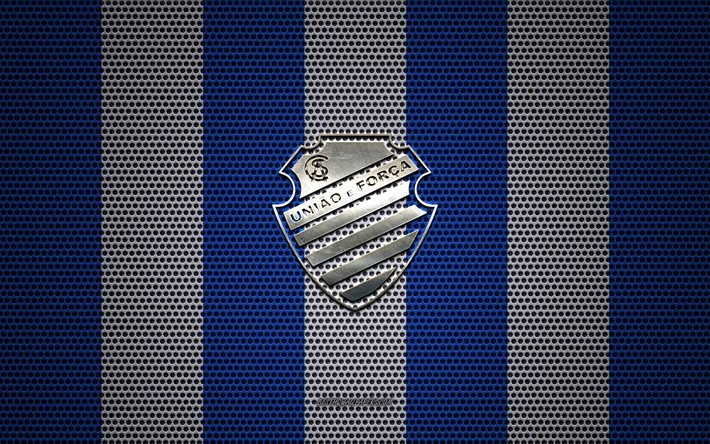 Centro Sportivo Alagoano -logo, brasilialainen jalkapalloseura, CSA-logo, metallinen tunnus, sinivalkoinen metalliverkko tausta, Centro Sportivo Alagoano, Serie B, Alagoas, Brasilia, jalkapallo