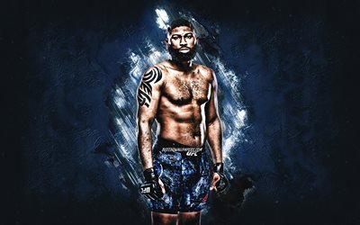 Curtis Blaydes, MMA, American fighter, blue stone background, portrait, UFC
