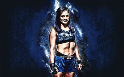 Cynthia Calvillo, MMA, UFC, American fighter, blue stone background, Ultimate Fighting Championship