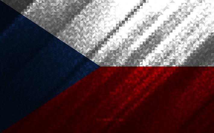 Tšekin tasavallan lippu, moniv&#228;rinen abstraktio, Tšekin tasavallan mosaiikkilippu, Eurooppa, Tšekki, mosaiikkitaide