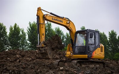 LiuGong CLG 908E, 4k, escavadeira, escavadeiras 2020, m&#225;quinas de constru&#231;&#227;o, escavadeira em carreira, equipamento especial, equipamento de constru&#231;&#227;o, LiuGong, HDR