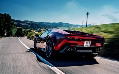 Panther ProgettoUno, 2020, rear view, exterior, Lamborghini Huracan, De Tomaso Pantera, red supercar, tuning Huracan, italian sports cars, Lamborghini