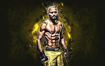 Deiveson Figueiredo, MMA, UFC, Brazilian fighter, yellow stone background, Ultimate Fighting Championship