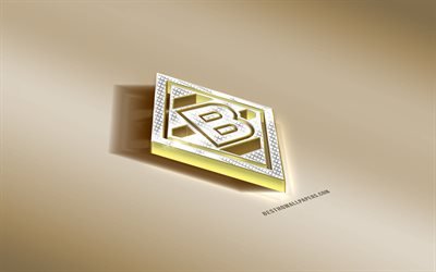 Borussia Monchengladbach, German football club, golden silver logo, Monchengladbach, Germany, Bundesliga, 3d golden emblem, creative 3d art, football