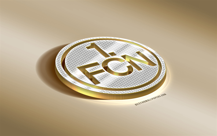 FC Nurnberg, French football club, golden silver logo, Nurnberg, l&#39;Allemagne, la Bundesliga, la 3d golden embl&#232;me, creative 3d, football