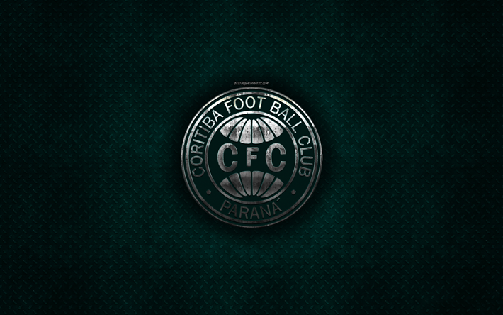 Coritiba FC, Brazilian football club, green metal texture, metal logo, emblem, Curitiba, Brazil, Serie B, creative art, football