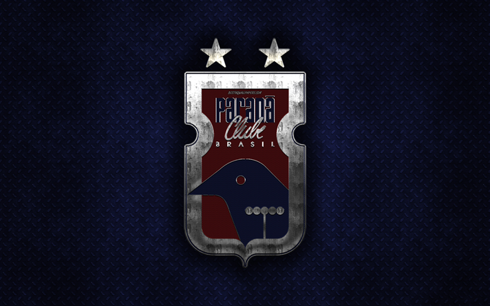 Parana Clube, Brazilian football club, blue metal texture, metal logo, emblem, Curitiba, Brazil, Serie B, creative art, football