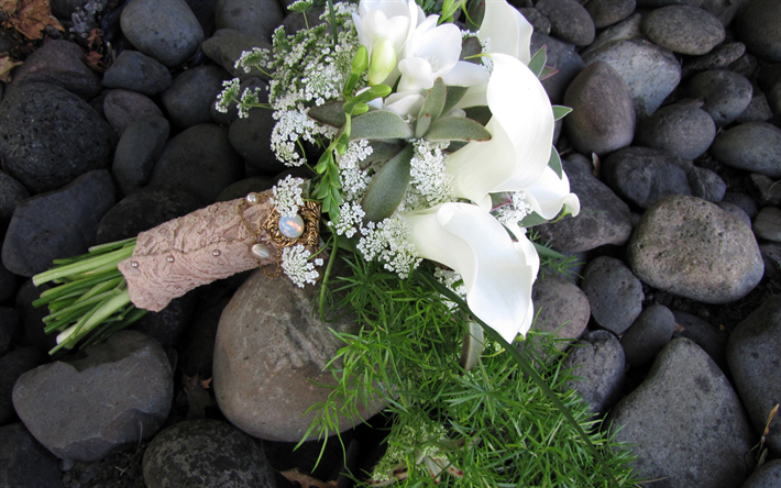 結婚式の花束, 白蓮, ブライダルブーケ, 白い花, 結婚式の概念