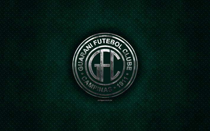 Guarani FC, Brezilyalı Futbol Kul&#252;b&#252;, yeşil metal doku, metal logo, amblem, Porto Alegre, Sao Paulo, Brezilya, Serie B, yaratıcı sanat, futbol