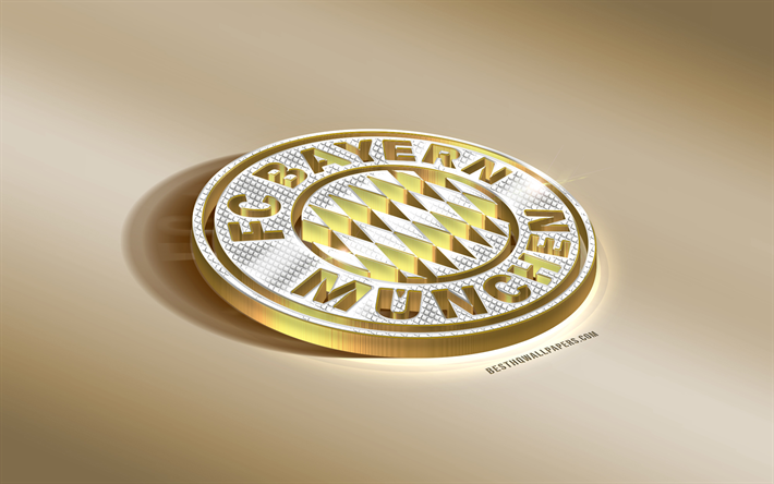 FC Bayern Munich, German football club, golden silver logo, Munich, Germany, Bundesliga, 3d golden emblem, creative 3d art, football