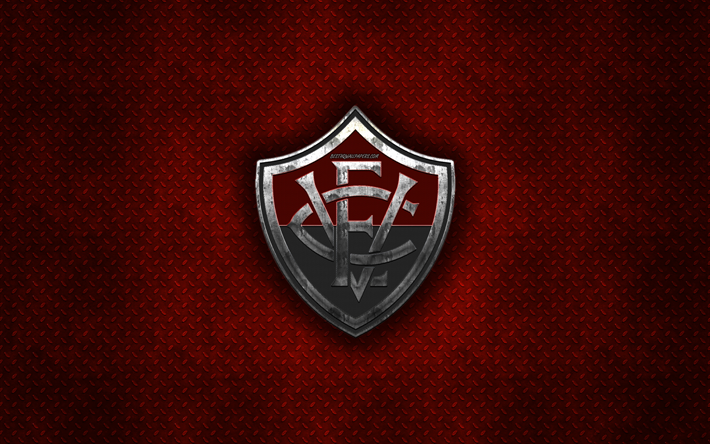EY Vitoria, Brasilialainen jalkapalloseura, punainen metalli tekstuuri, metalli-logo, tunnus, Salvador, Brasilia, Serie B, creative art, jalkapallo, Esporte Clube Vitoria