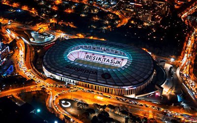 A Vodafone Parque, Besiktas Est&#225;dio, Istambul, A turquia, noite, Turco est&#225;dios de futebol