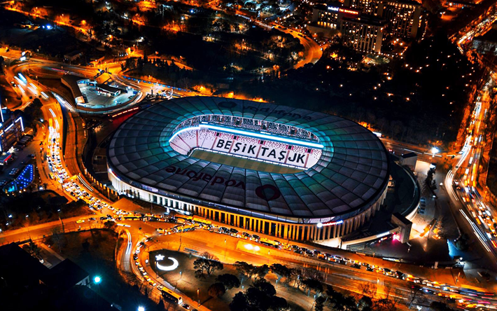 vodafone park, besiktas-stadion, istanbul, t&#252;rkei, nacht, t&#252;rkische fu&#223;ball-stadien
