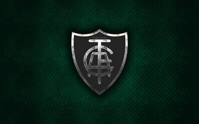 America Mineiro, Amerika Futbol Kul&#252;p, Brezilyalı Futbol Kul&#252;b&#252;, yeşil metal doku, metal logo, amblem, Belo Horizonte, Brezilya, Serie B, yaratıcı sanat, futbol