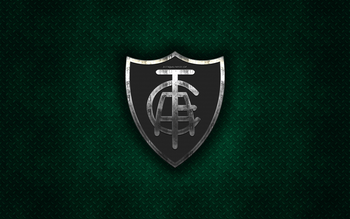 America Mineiro, America Futebol Clube, Brazilian football club, green metal texture, metal logo, emblem, Belo Horizonte, Brazil, Serie B, creative art, football