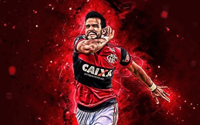 Henrique Dourado, goal, Flamengo FC, striker, brazilian footballers, Jose Henrique da Silva Dourado, soccer, forward, Brazilian Serie A, abstract art, neon lights, Brazil