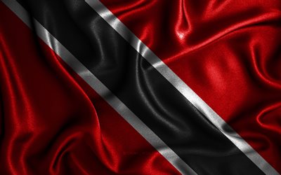 Bandiera di Trinidad e Tobago, 4k, bandiere sventolate in seta, paesi nordamericani, simboli nazionali, bandiera di Trinidad e Tobago, bandiere di tessuto, arte 3D, Trinidad e Tobago, Nord America, Bandiera 3D di Trinidad e Tobago
