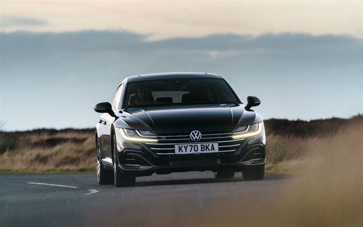 4k, Volkswagen Arteon Shooting Brake R-Line, edess&#228; n&#228;kym&#228;, tie, 2020 autot, UK-spec, 2020 Volkswagen Arteon Shooting Brake, Volkswagen