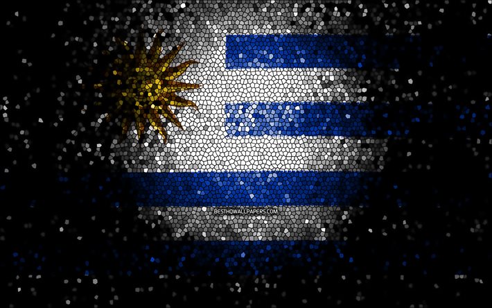 Uruguay flag, mosaic art, South American countries, Flag of Uruguay, national symbols, Uruguayan flag, artwork, South America, Uruguay