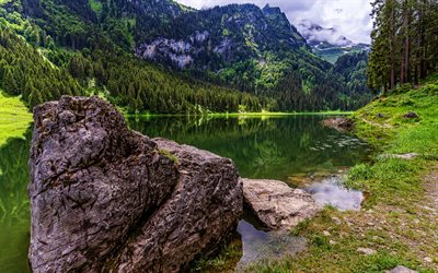 Voralp Lake, summer, mountains, Switzerland, Rhine Valley, Europe, beautiful nature