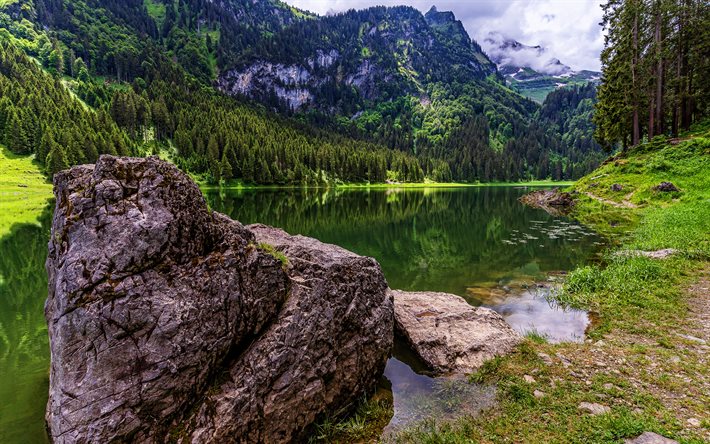 Lac Voralp, &#233;t&#233;, montagnes, Suisse, vall&#233;e du Rhin, Europe, belle nature