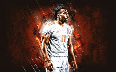 Adama Traore, Spain national football team, portrait, orange stone background, Spain, soccer