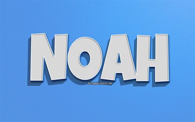 Happy Birthday Noah, 4k, Birthday Balloon Background, Noah, creative art, Happy Noah birthday, silk bows, Noah Birthday, Birthday Party Background