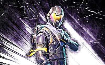 4k, Rogue Agent Skin, grunge art, Fortnite Battle Royale, violet abstract rays, Fortnite characters, Rogue Agent, Fortnite, Rogue Agent Fortnite