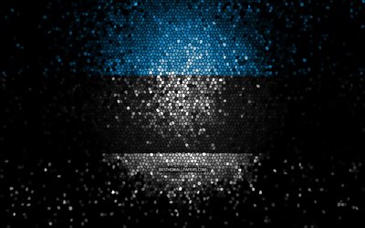 Estlands flagga, mosaikkonst, europeiska l&#228;nder, nationella symboler, konstverk, Europa, Estland