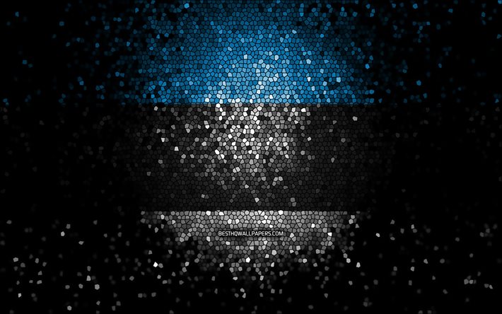 estnische flagge, mosaikkunst, europ&#228;ische l&#228;nder, flagge von estland, nationale symbole, kunstwerk, europa, estland