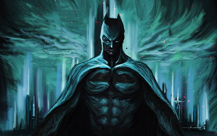 Batman, art de la peinture, 4k, bandes dessin&#233;es DC, t&#233;n&#232;bres, super-h&#233;ros, dessin anim&#233; Batman, cr&#233;atif, Batman 4K