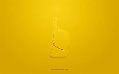 Number One 3d icon, yellow background, 3d symbols, Number One hand, Hand signs icons, 3d icons, Number One sign, Hand signs 3d icons, Number 1 3d icon