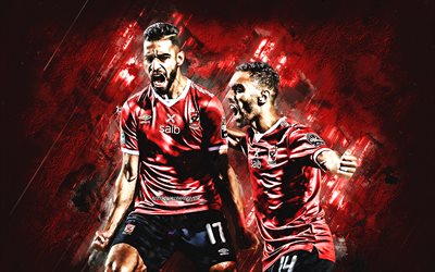Amr Elsolia, Hussein El Shahat, Al Ahly SC, Egyptian Premier League, red stone background, football, Al Ahly