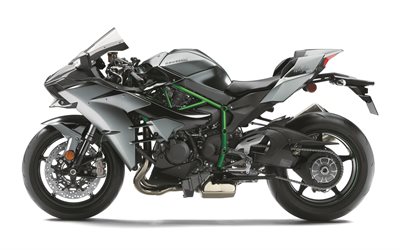 Kawasaki Ninja H2 Carbone, 2017, 4k, sport moto, moto de course, Japonais de motos, Kawasaki