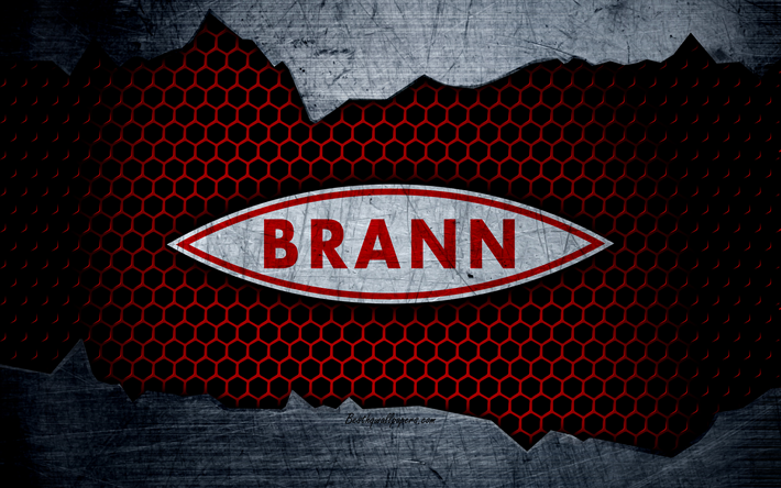 Brann, 4k, ロゴ, Eliteserien, サッカー, サッカークラブ, ノルウェー, SK Brann, グランジ, 金属の質感, Brann FC