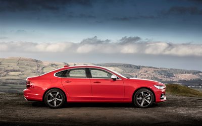 Volvo Gerektirmektedir R-Design, 2018, 4k, sedan, kırmızı Gerektirmektedir, yeni arabalar, İsve&#231; otomobil, Volvo